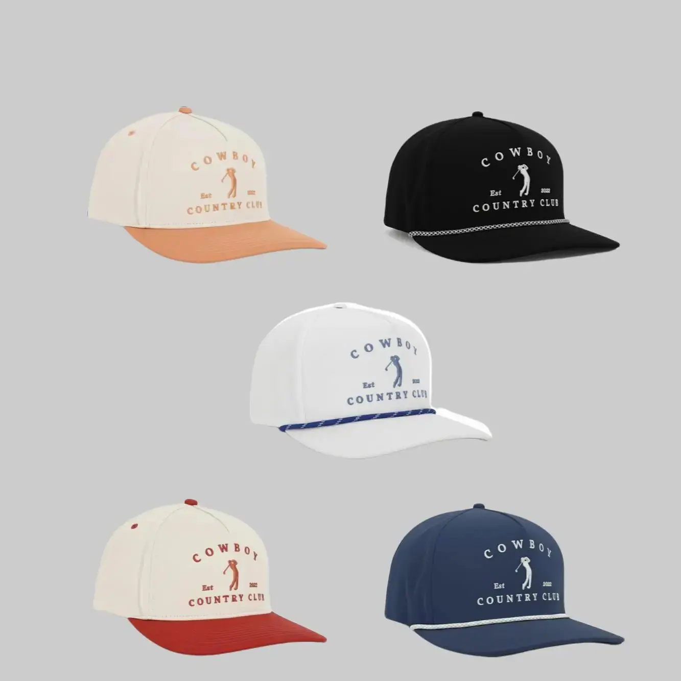 Cowboy Country Club Premium Rope Golf Hat, Structured Snapback Unisex Western Cap, Multi-Color Sports & Outdoor Accessory