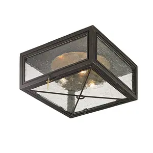 Randolph Outdoor Ceiling Light - Hand-Forged Metal Frame with Brass Details for Elegant Outdoor Spaces