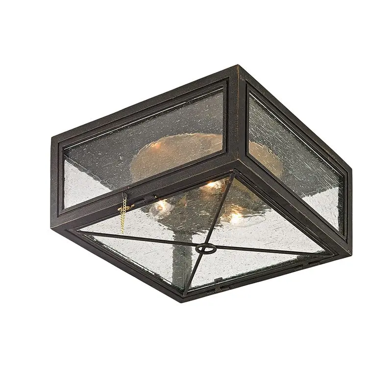 Randolph Outdoor Ceiling Light - Hand-Forged Metal Frame with Brass Details for Elegant Outdoor Spaces