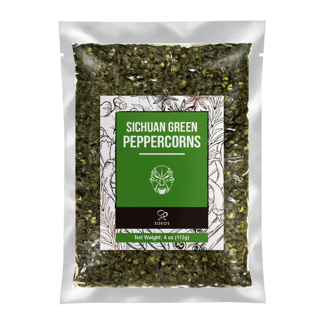 Soeos Green Peppercorns, 4oz(113g), Authentic Sichuan Green Peppercorns, Numbing and Tingle Effect, Less Seeds, Strong Flavor, Essential for Mapo Tofu, Kung Pao Chicken and Asine Cusine Spice