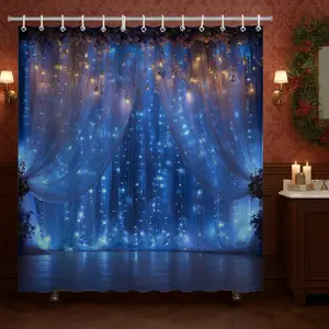 Christmas Series Bathroom Set, Plaid Toilet Cover Pad, Waterproof Shower Curtain, Non-Slip Mat, Bath Rug, 4-Piece Combo Pack