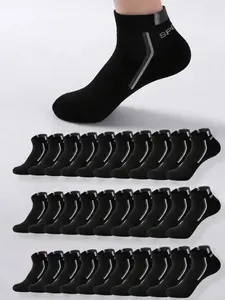 Men's Letter Stripe Casual Socks Pack of 20, Sporty Style, Sports Athletic Socks, Perfect for Daily Wear, All Seasons, No Ca Prop 65
