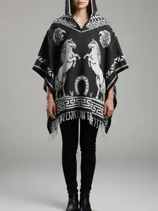 Caballo Poncho Variety of Colors Classic Design Soft Comfortable Fabric Versatile for Casual Outings Picnics or Stylish Cover-up