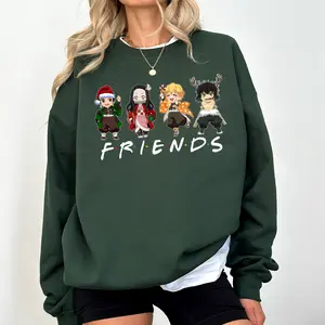 Demon Slayer Christmas Shirt, Merry Christmas Sweatshirt, KNY Gift, Gift For Fan Anime, Friends Tee, Vintage Anime Japanese T-Shirt, Japanese Streetwear Tee, Gift For Fans, For Men, For Women