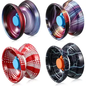 4 Pieces Yoyo Alloy Responsive Ball, Metal Yoyo String Trick Ball for Beginners, Boys, Adults Players Auto Return Technology Ball(Multi Style)