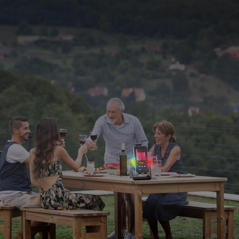 【Valentine's Day gift】Lentorgi 5-in-1 Wireless Induction Bluetooth Audio Speaker, Phone Stand Ambient Light, Surround Sound 360° Rotation Rechargeable Hands-Free Calls For Bedroom, Office, Kitchen, Camping, Yoga, Cooking Gifts for Men, Women, Elderly