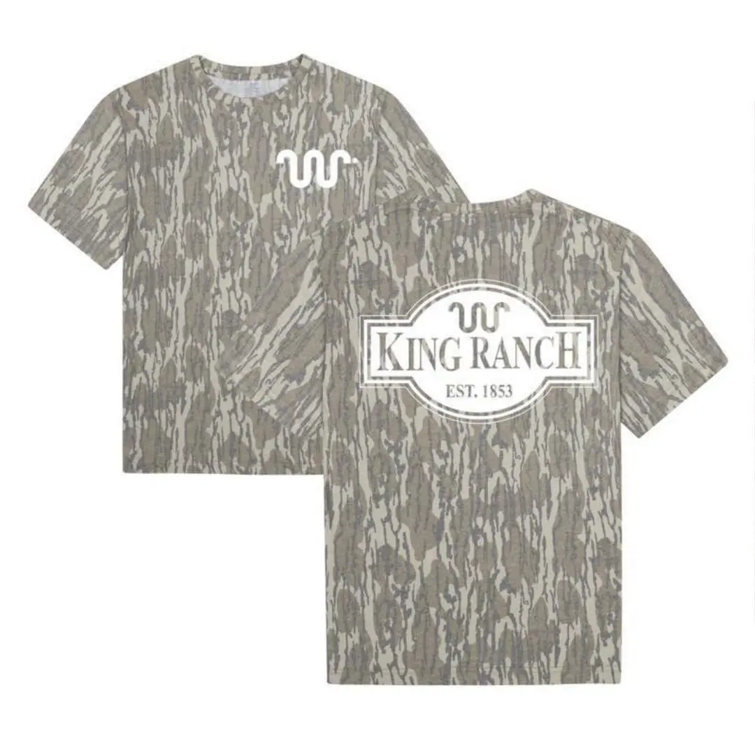 KING RANCH Hunting Tee - Mossy Oak Bottomland Camo T-Shirt – Hunting Shirt - Unisex Cotton Tee for Men & Women