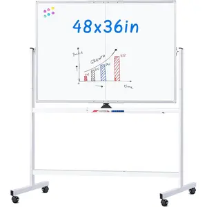 Rolling Whiteboard, 48x36 Large  White Board with Stands, Big Double-Sided White Board Dry Erase  Wheels for Homeschool,  Office, Office, School (, 48 x 36)