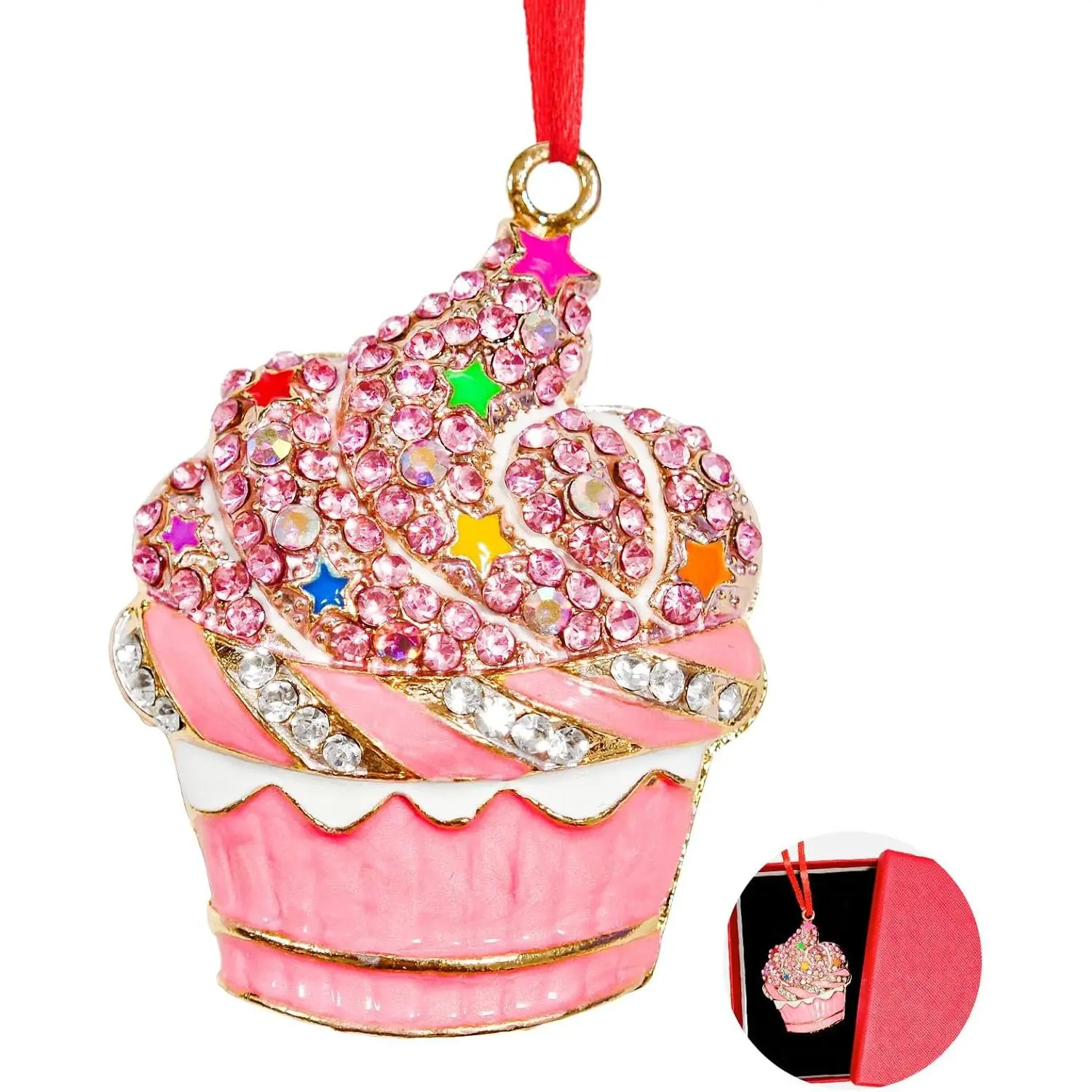 Cupcake Ornament for Christmas Tree, Dessert Cupcake  Ornament Xmas Tree Decor, Sparkles Keepsake Gifts for Mom Grandma Women Girls Sisters