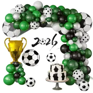 Soccer Balloon Arch Garland Kit, 115Pcs Soccer Football Party Balloons Green Black Balloon Garland for Boys Girls Birthday Sports Party Football Baby Shower Graduation