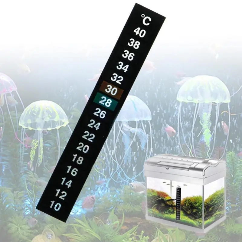 Aquarium fish tank thermometer sticker, temperature sensing and discoloration temperature measurement sticker, fish tank temperature sticker 10~ 40 degrees Celsius