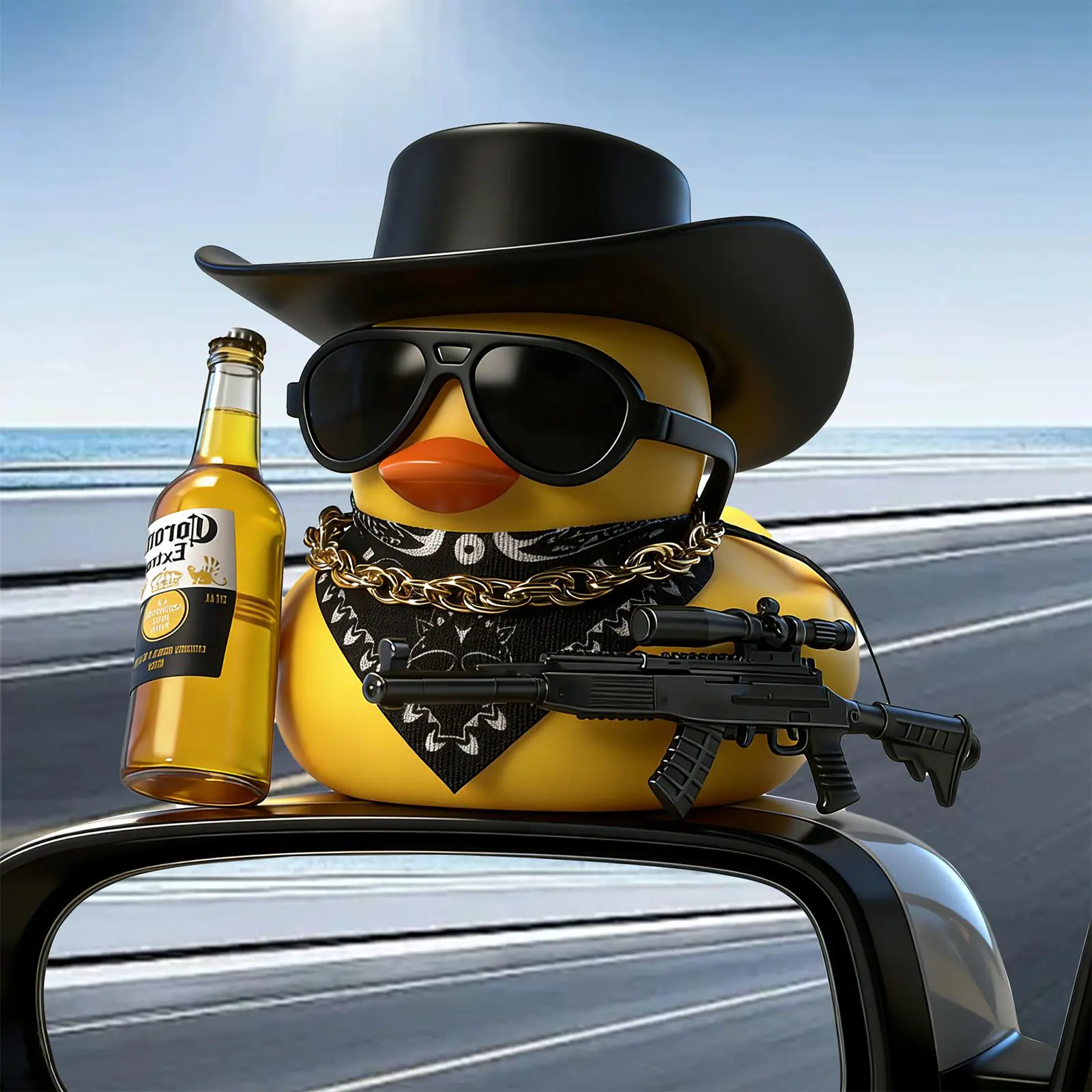 Patito Vaquero(need to assemble)-cowboy rubber duck: cool cartoon car Duck Decoration ,jeep ducking,1 Piece Car Ornaments Fun Car Accessories Car Interior Decorative Car Trinkets