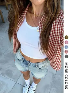 Unisex Y2K Fun Casual High Street Vintage Plaid Short Shirt, Back-To-School Couple, Stylish and Comfortable