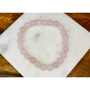 Rose Quartz 8mm Sphere Bracelet - Pink Color with Round Beads