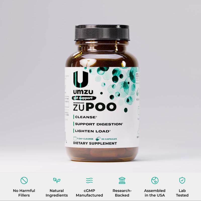 UMZU zuPOO – Gut Cleanse & Digestive Support with Magnesium & Cascara Sagrada Herbal Supplement Cleansing Dietary Supplement（1 Bottle & 2 Bottles)