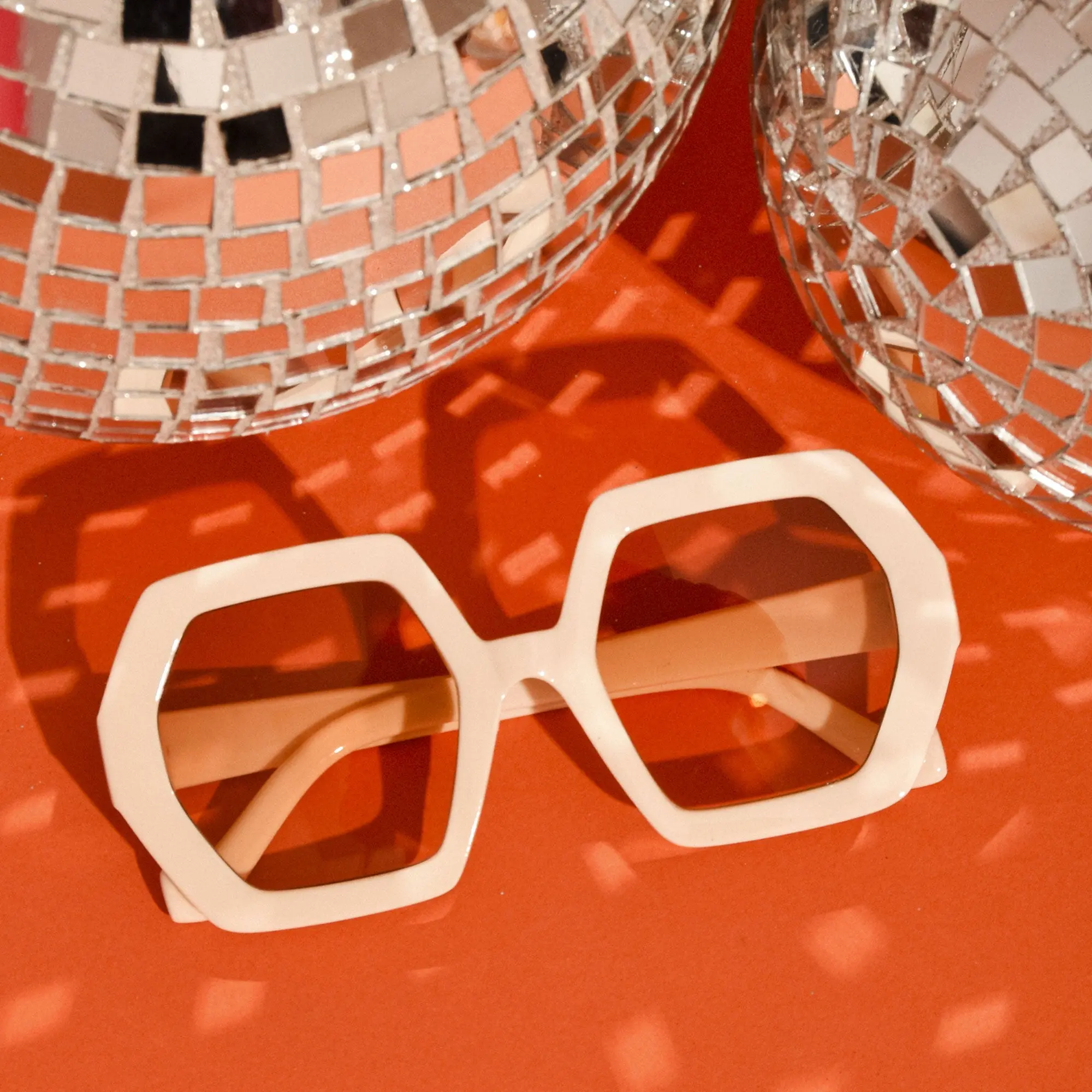 1970s Vintage Style Oversized Hexagon Square Sunglasses