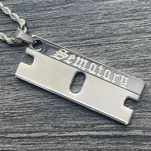 Sematary Razor Necklace 1.25" Etched Mirror Polished Haunted Mound Pendant in Solid 316L Surgical Stainless Steel with Free Gift Included