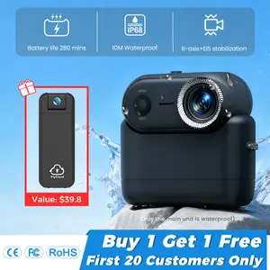 [Flycloud Nine] Mini body Camera 10m Waterproof 64GB 4K Action Cam whit Dual Stabilization EIS Anti-Shake for outdoor activities travel family moments kids pets