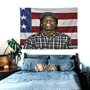 ASAP Mob Rocky Print Tapestry, Music Art Print Poster, Hanging Flag, Background Decoration for Bedroom, Living Room, Dormitory