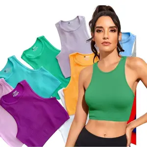 Ribbed Compression Sleeveless Top Elastic Yoga Fitness Gym Shirt Moisture-Wicking Breathable Casual Sports Tank in Vibrant Colors