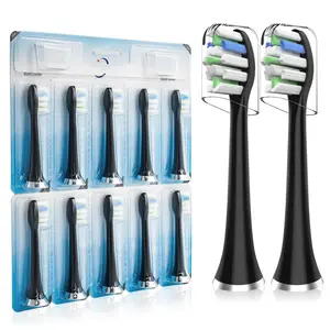 Toothbrush Replacement Heads for AquaSonic Black Series Pro Vibe Duo Series Pro Electric Toothbrushes Medium Bristles Whitening Gum Health 10 Pack Storage