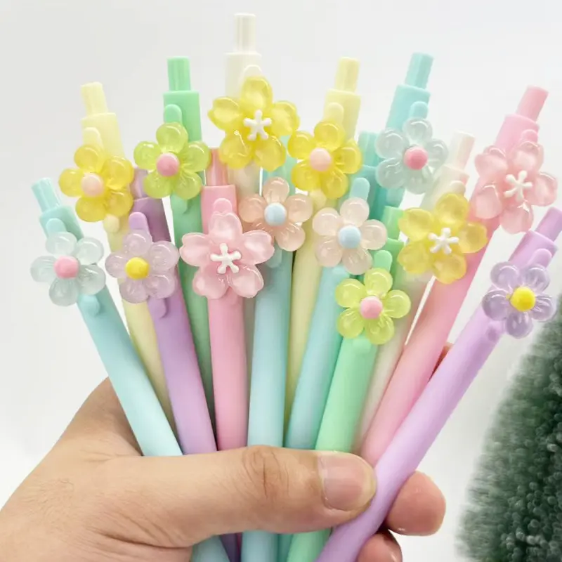 5/15/25pcs Creative Simple and Cute Spring Flower Design Theme Reversible Ballpoint Pen Campus Flower Series School Supply Push-Pen Neutral Pen Random Color