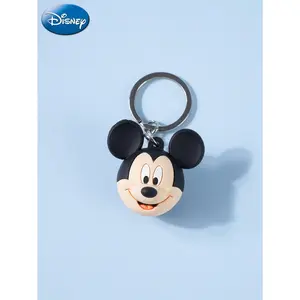 1PC Disney Officially Licensed Mickey Spherical Keychain PVC Mickey's Head Cute Keyring Charm Jewelry Car Key Pendant Cartoon Image Bag Charms Bag Decoration for Family Friends