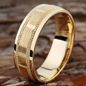 Luxury 8Mm Golden Stainless Steel Men'S Ring - Stylish And Versatile, Perfect Gift for Boyfriend Or Father Minimalist Vintage Jewelry for Promise Eternal Engagement Wedding Anniversary Christmas Gift