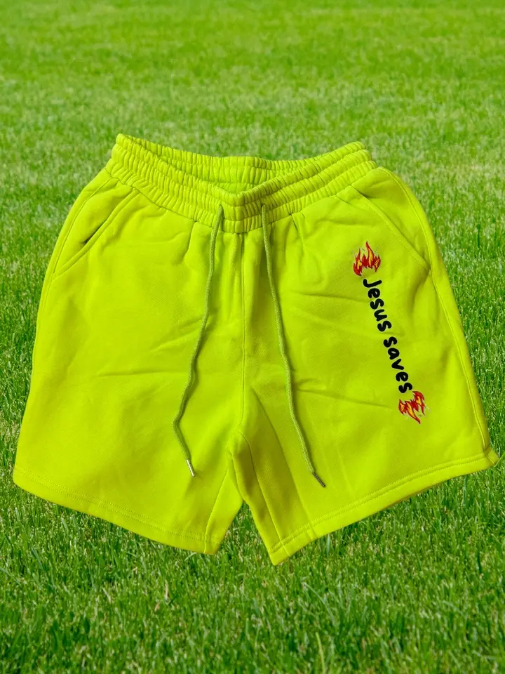 Lime Green Jesus Shorts
