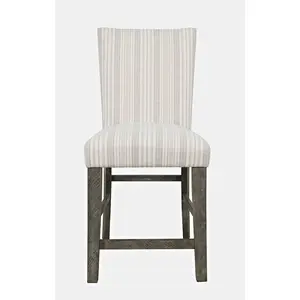 Farmhouse Rustic Solid Wood Parsons Striped Upholstery Counter Stool (Set of 2)