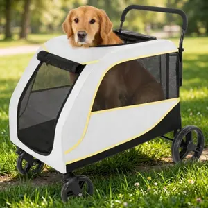 Dog Stroller for Large & Medium Dogs 176 Lbs Capacity, Extra Large Pet Stroller for 2 Dogs, Foldable with All-Terrain Wheels, Air Mesh, Foot Brake & Storage Treadmill Training