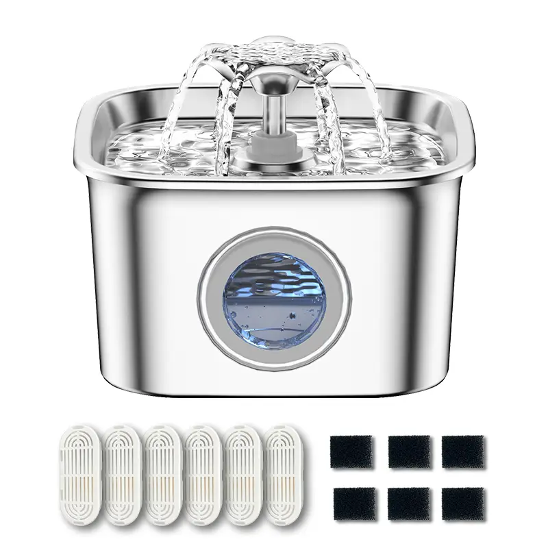 Stainless Steel Cat Water Fountain, 88oz/2.6L Automatic Pet Fountain,Water Dispenser with Replacement Filters for Cats, Dogs,pet products