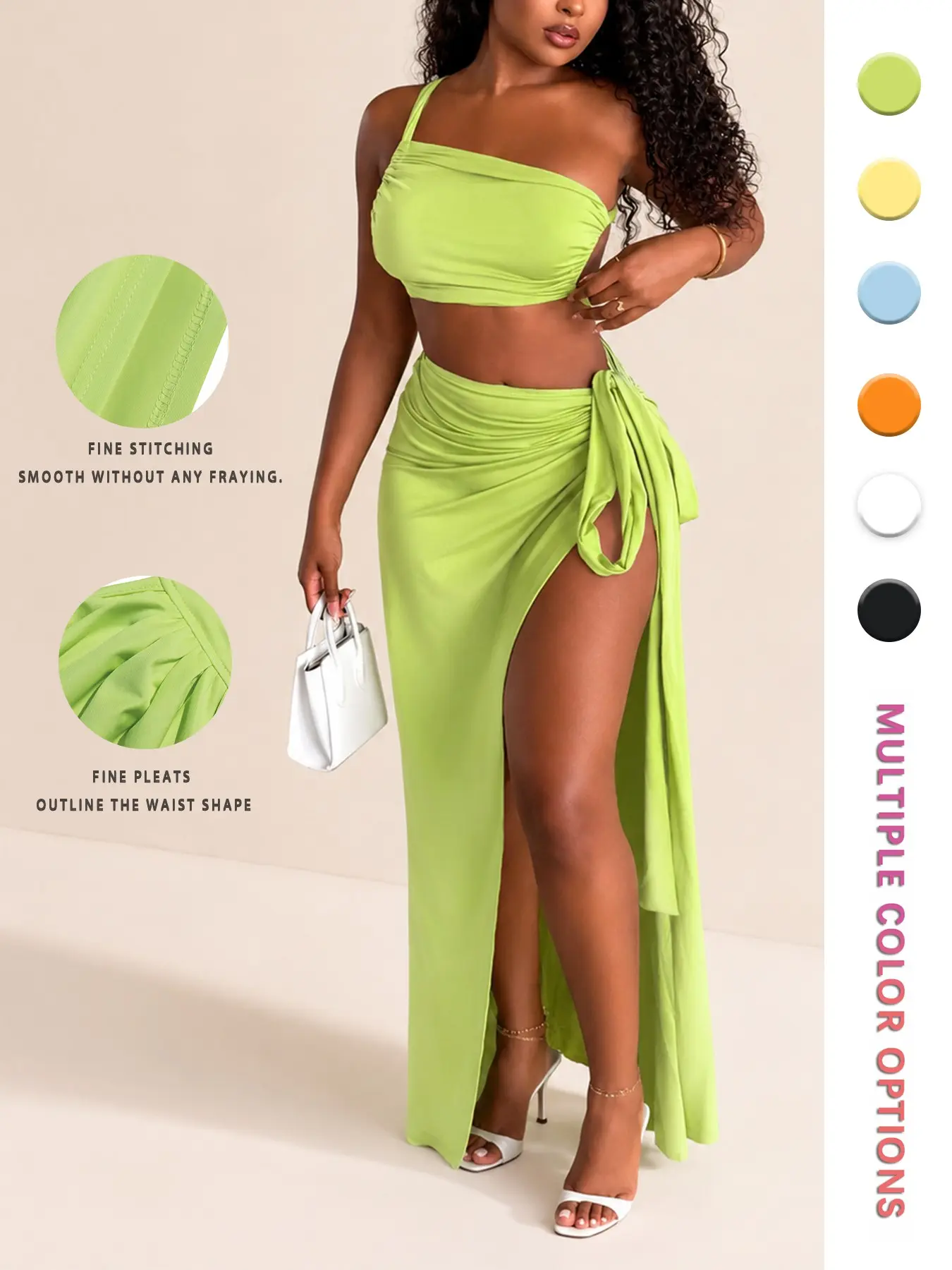Women's Summer Vacation Set, Sexy Halter Top & High Slit Bodycon Skirt, Ladies' Fashion, Chic Style Fit Womenswear, 2-Piece Ensemble Fitted Clothes, Strappy Top Set