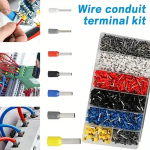 1900 Pieces AWG 22-10 Wire Ferrules Terminals Kit - 7 Types Ferrule Connectors - Pin Terminal Assortment - Insulated Copper Crimp Connector - Home Improvement.