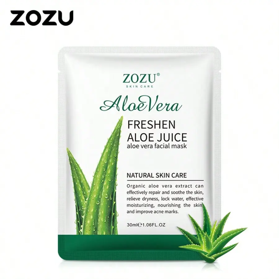 Aloe Vera Freshening Facial Sheet Mask - 30ml, Lightweight, Soothing, Daily Hydrating, Nourishing, Unisex Skincare Treatment for All Skin Types