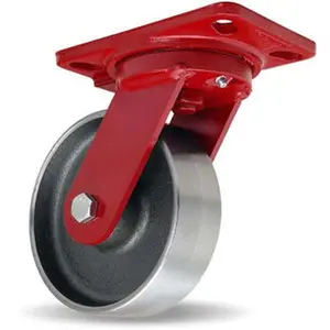 Hamilton Caster 6" Diam x 2" Wide x 7-3/4" OAH Top Plate Mount Swivel Caster Forged Steel, 2,000 Lb Capacity, Roller Bearing, 4-1/2 x 6-1/2" Plate S-HS-6FS