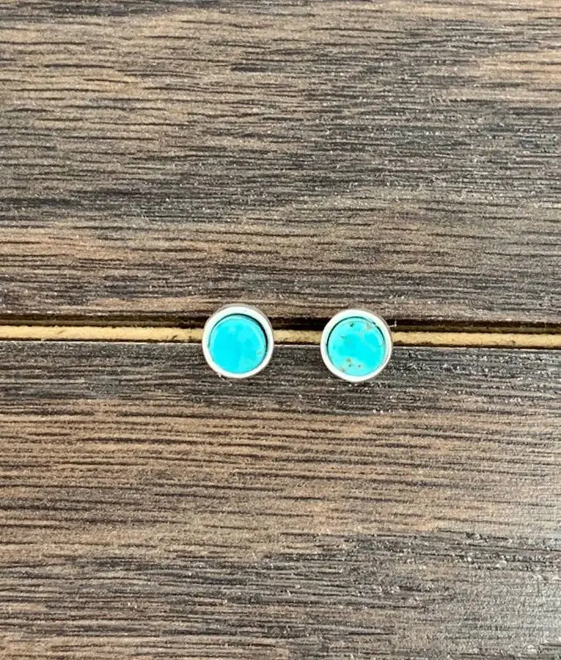 6mm Turquoise Stud Earrings
