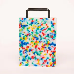 Confetti Recycled Plastic Cutting Board with Deep Juice Groove, Eco-Friendly, for Chopping and Serving, BBQ-Ready, 11”X9” (work surface), with Non-Slip Rubber Feet, BPA Free, Dishwasher Safe