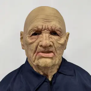 Bald Geezer Mask, Lifelike Old Man Mask, Grandpa Face Cover, Masquerade Props, Carnival Supplies, Roleplay Halloween Party Costume, Party Face Masks