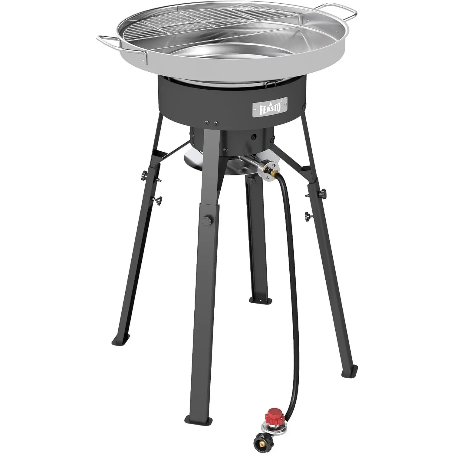 Feasto 23" Stainless Steel Concave Comal Set, 54,000 BTU, CSA Certified | Discada Disc Cooker with Paella Burner and Adjustable Stand Set, Cazo Para Carnitas Tortillas Stir Fry Wok for Gathering