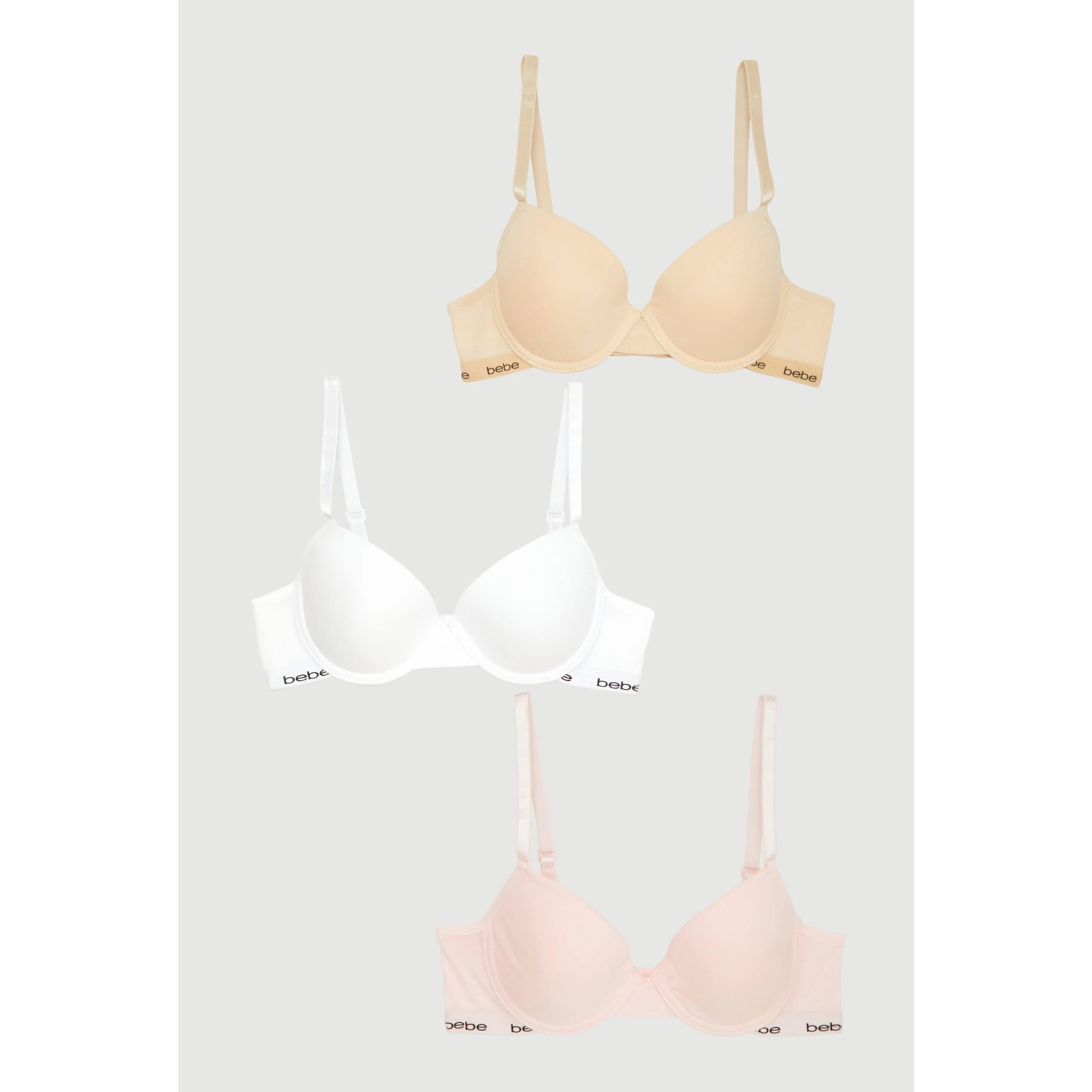 Girls Basic Adjustable Strap Underwire Bras 3 Pack
