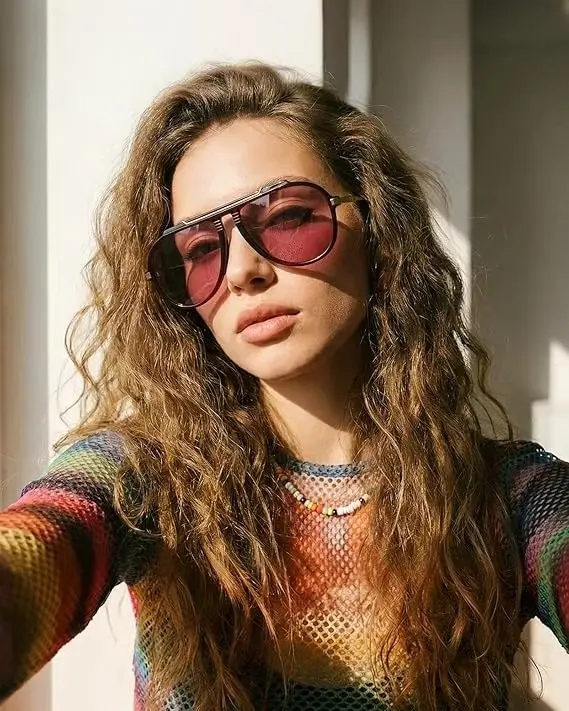 1/2Pcs Oversized Aviator Sunglasses for Women Men 2026 70s  display picture 1