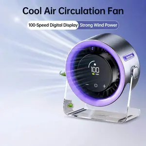 Desktop Fan Turbine Table Fan Travel Essential, Office 10-Speed Digital Display, Low Noise, Rechargeable Battery, Dual Adjustment Modes, Quiet Cooling