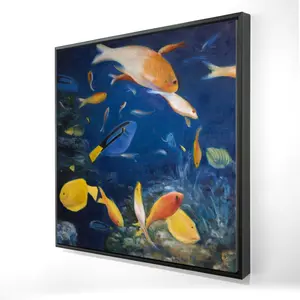 Begin Home Decor 2081-2424-AN169 24 x 24 in. Colorful Fish Under the Sea Framed Canvas - Exotic Home Decor