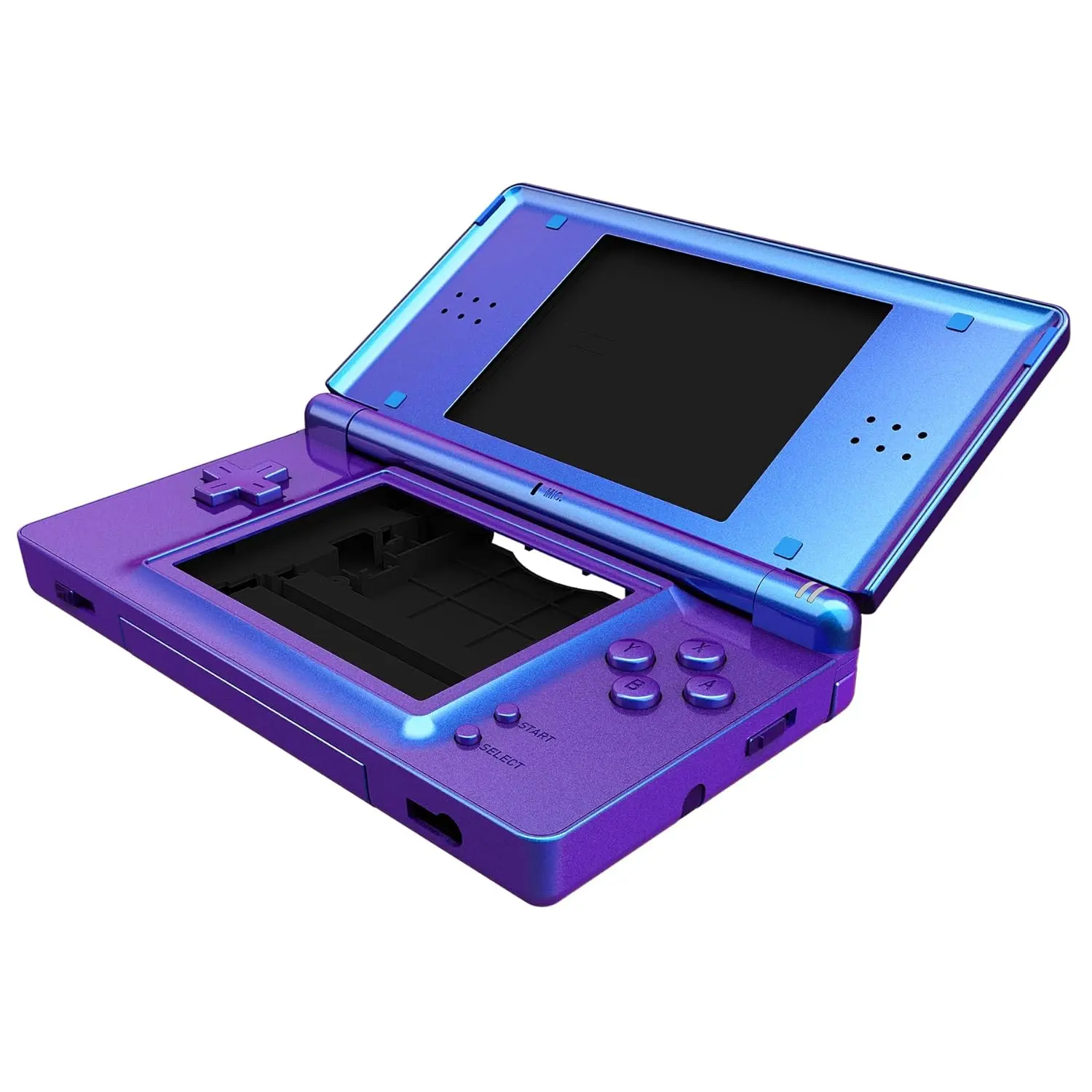 eXtremeRate Durable Chameleon Purple Blue Plastic Full Housing Shell for Nintendo DS Lite, Custom Handheld Console Case Cover with Buttons, Screen Lens - Console NOT Included, Includes Buttons
