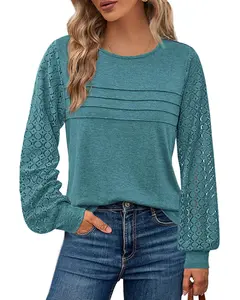 BTFBM Women's Long Sleeve Shirts Dressy Lace Fall Tops 2026 Trendy Business Casual T-Shirts Cute Work Outfits Blouses