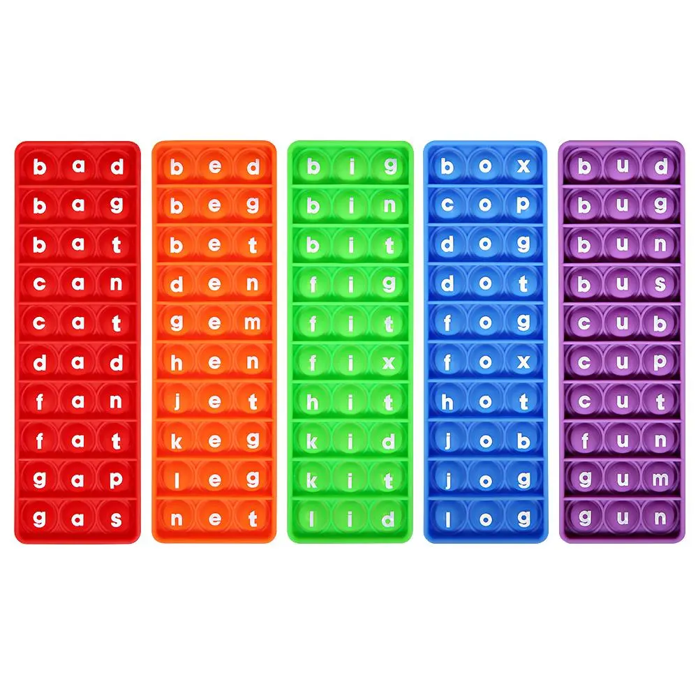 CVC Words Games Pop Toys, 5 Counts Word Pop CVC Phonics Game, Alphabet Pop Silicone Fidget Toy, Learning and Educational Toy for Preschool Kids, Preschool Alphabet Tool