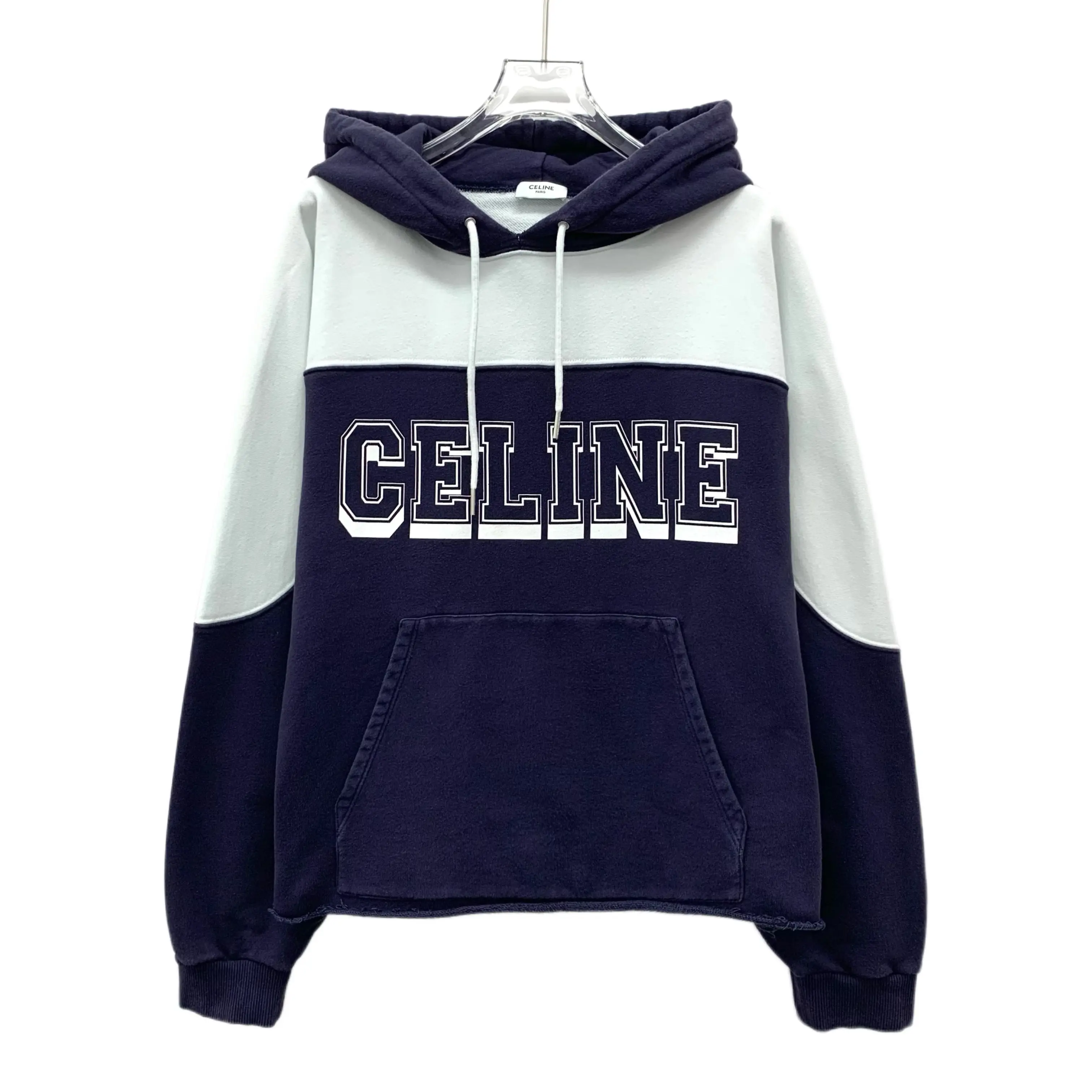 RDLT— Celine Colorblock Logo Print Cotton Hooded Sweatshirt Jacket Size XL