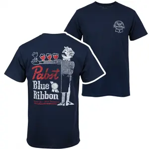 Pabst Blue Ribbon Support Bartenders Front and Back Print T-Shirt