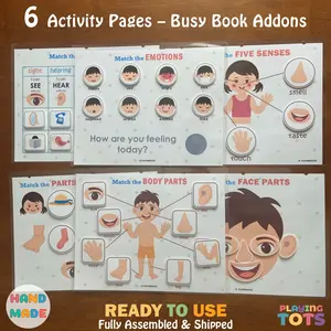 Laminated Busy Book Addon Activity Pages, Toddler Learning Binder